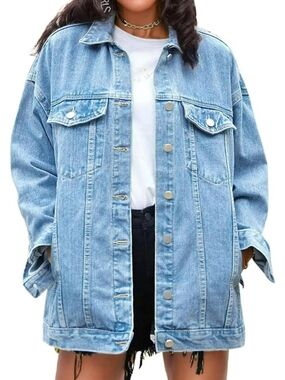 Light Blue Oversized Denim Jacket Size 2x